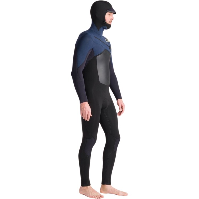 2024 C-Skins Mens NuWave ReWired 5/4mm Chest Zip Hooded Wetsuit C-NRW54MH - Black / Black x / Bluestone x